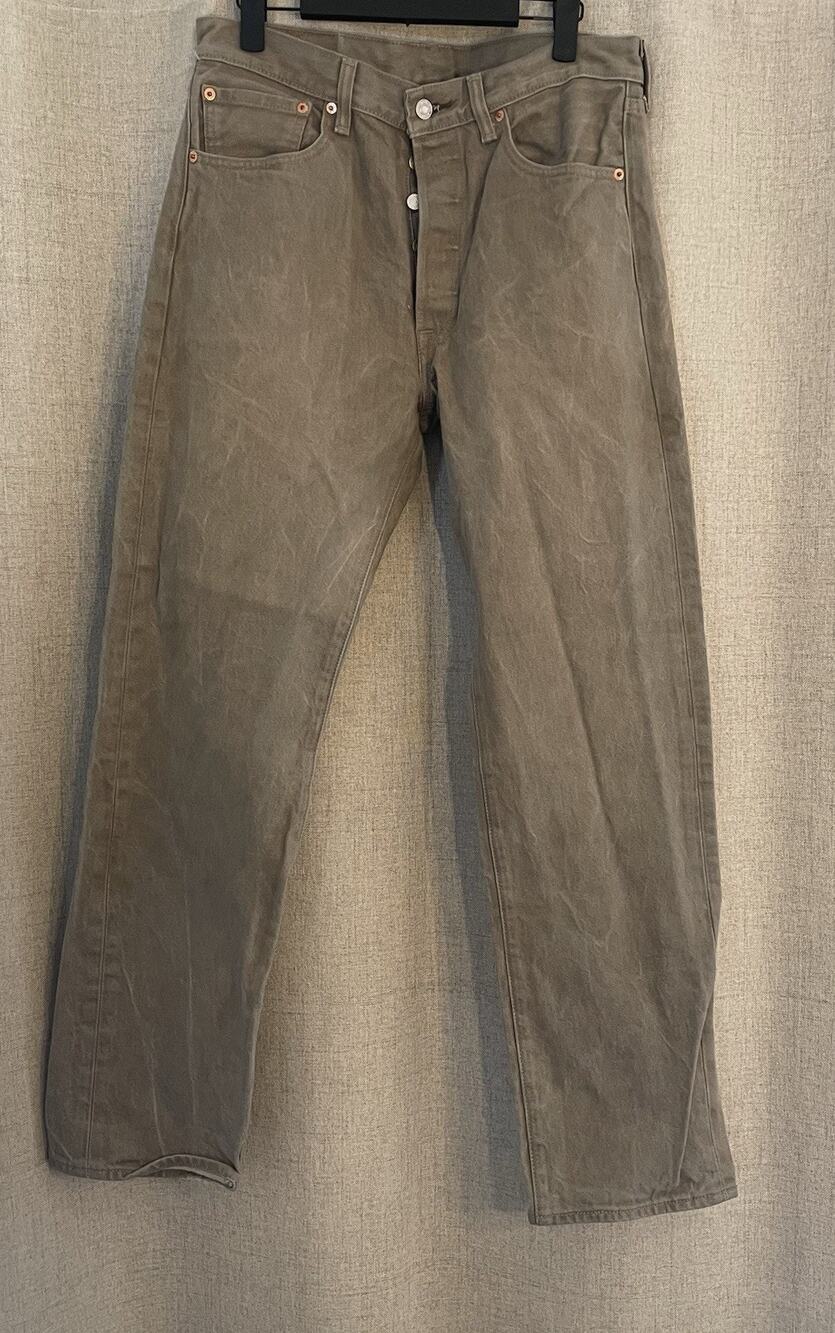 Levis 501 Jeans Mens Size 33x34 Straight Button Fly Brown Denim